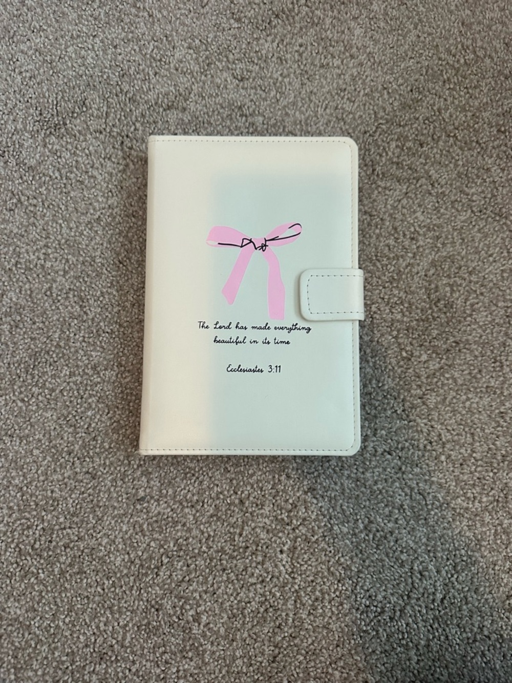 Pink Ribbon White Journal Case with Scripture